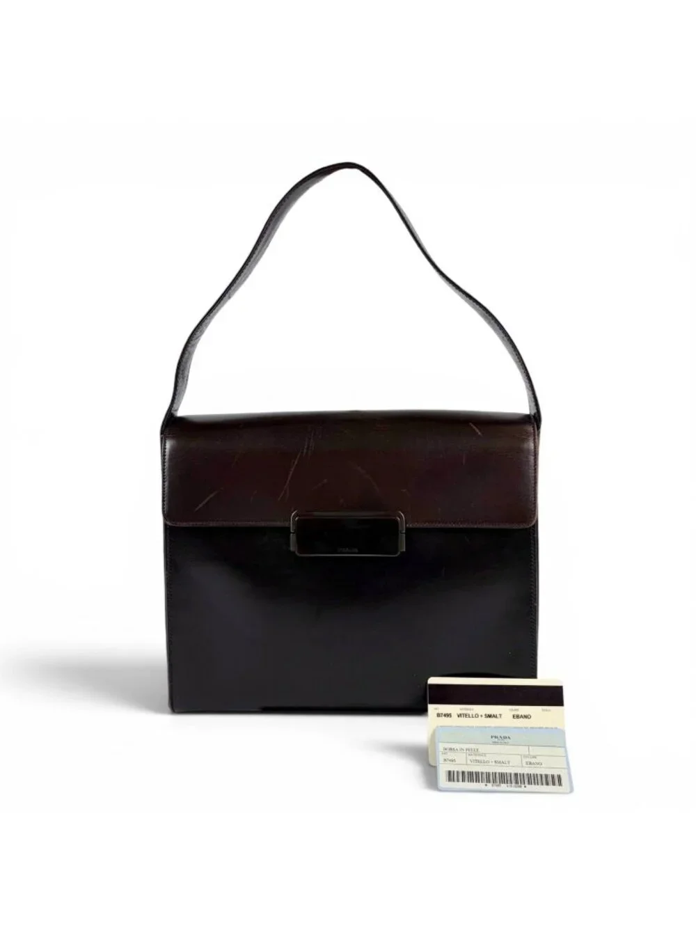 Prada Leather Shoulder Bag Hobo Soho Dark Brown Vintage